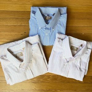 Gitman Bros Lot of 3 Dress Shirts OCBD Button Down Tattersall Stripe XL 17 32